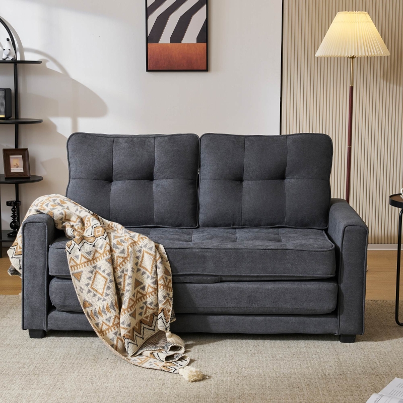 Schlafsofa mit Taschen 151x75cm Dunkelgrau