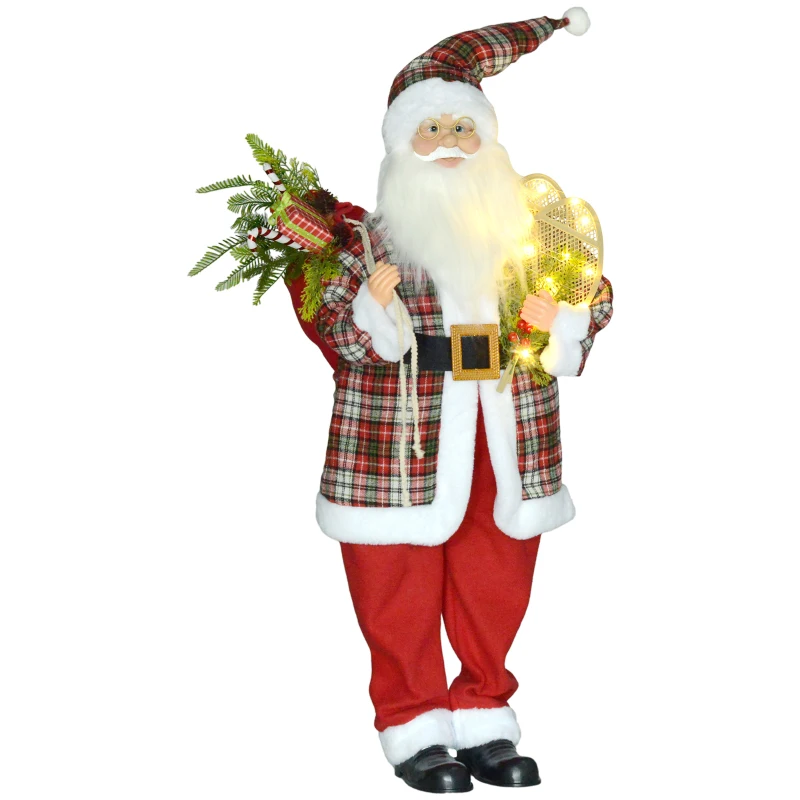 HOMCOM 4'3" Animated Santa Claus Figure, with Sound and Lights - Red/Green