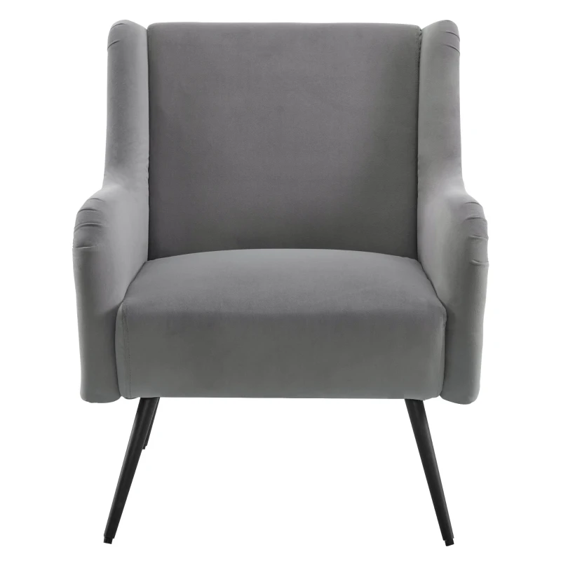 Moderner Bürostuhl in Samtoptik mit hoher Rückenlehne, Design- und Komfortsessel, 70 x 72 x 89,5 cm, Grau