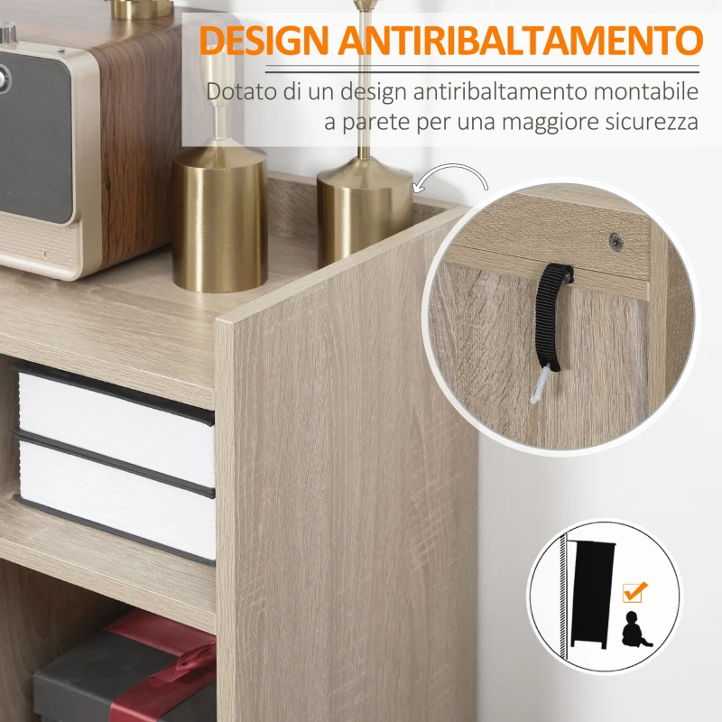 HOMCOM Credenza Moderna Multiuso con Armadietto e Cassetto in Legno 80x30x96.5cm