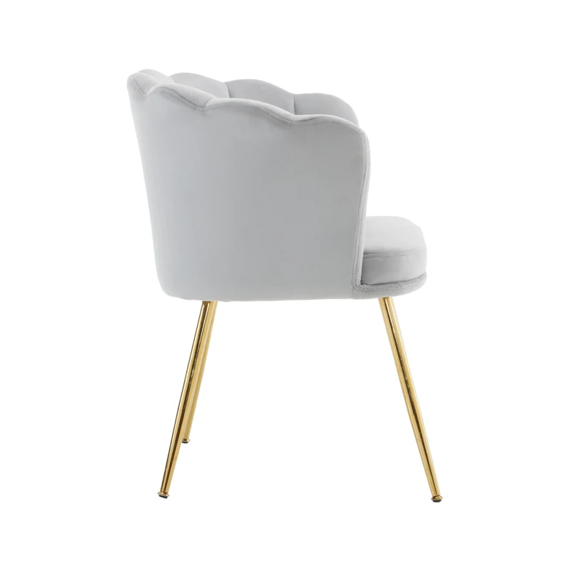 Esszimmerstühle Blütendesign Sessel: Samt 43cm mit Goldenen Metallbeinen, Lounge-geeignet Grau