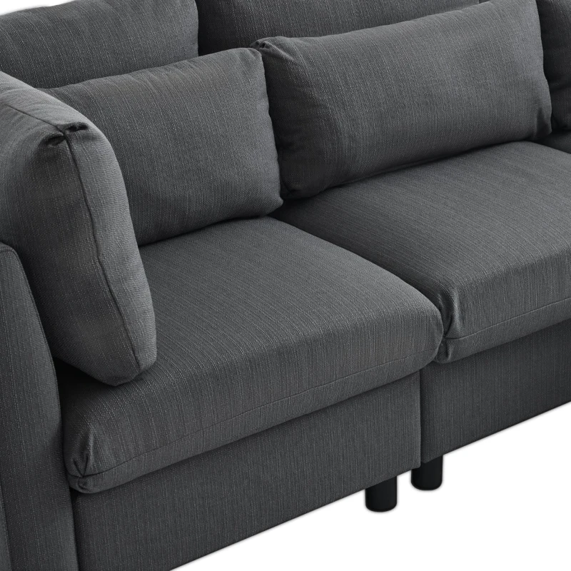 Ecksofa mit Fußstütze und verstellbare Lendenkissen für Wohnzimmer, Grau