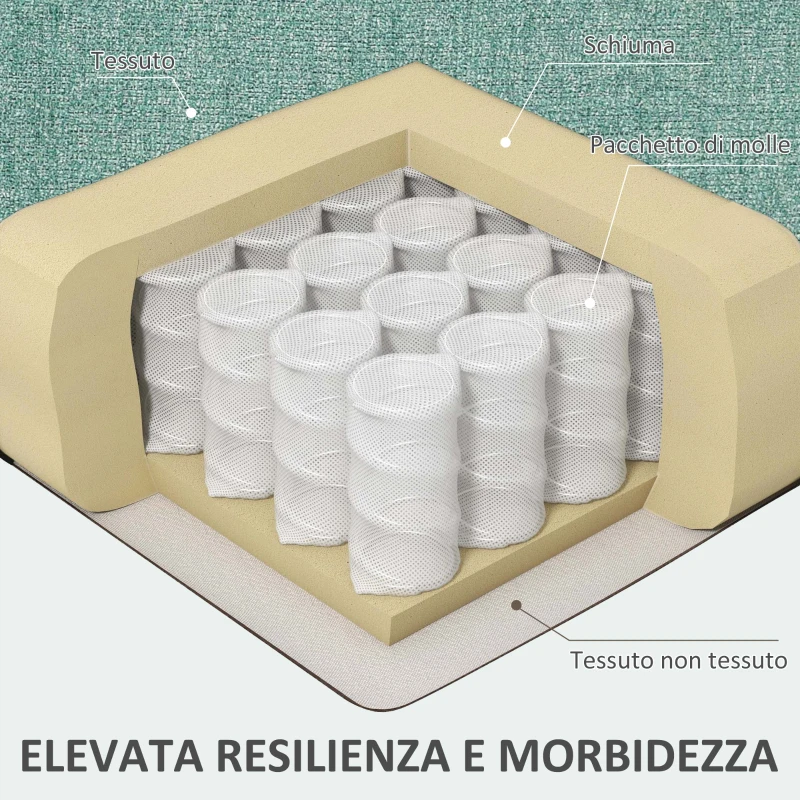 HOMCOM Divano 3 Posti in Tessuto Stile Vintage con Cuscini e Piedini in Legno, 184x77x81cm, Verde