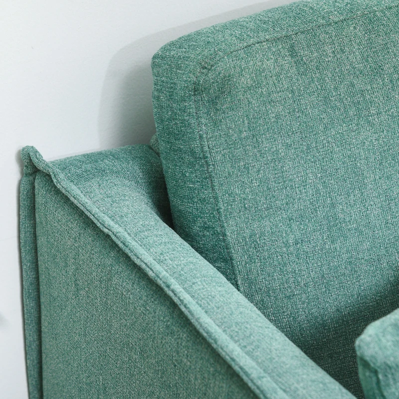 HOMCOM Divano 3 Posti in Tessuto Stile Vintage con Cuscini e Piedini in Legno, 184x77x81cm, Verde