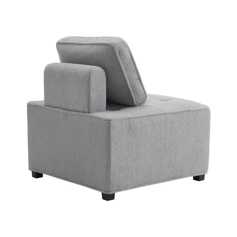 Divano Modulare per Soggiorno in Velluto Teddy, Design Moderno e Combinabile, Massimo Comfort e Seduta Ampia, Poltrone Sofa Divani, Grigio