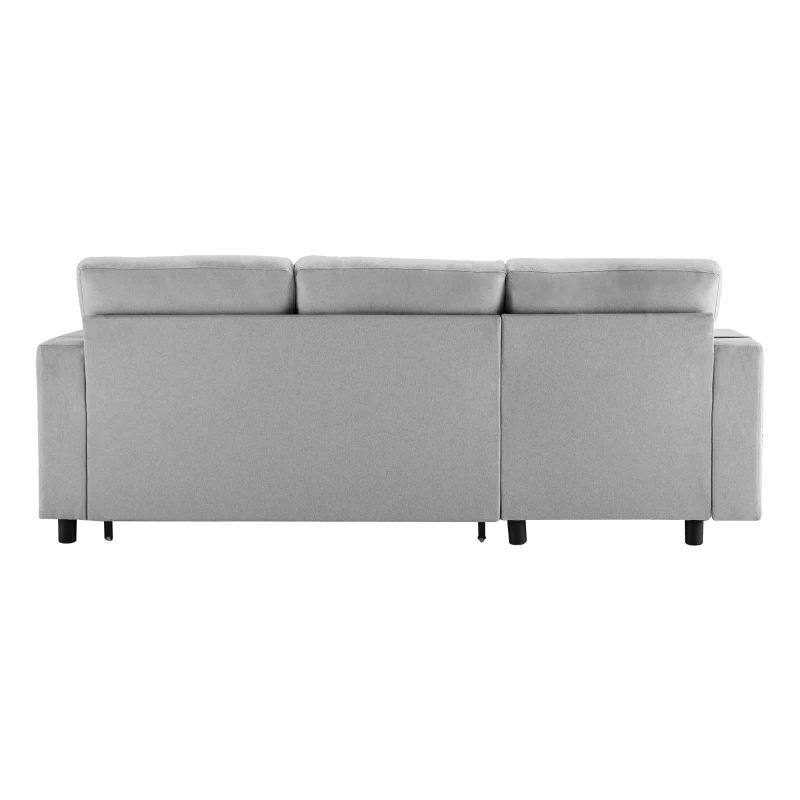 Divano Letto Multifunzione a L con Chaise Lounge Reversibile, Scomparto Nascosto, Contenitore, Moderno, Divano Letto Angolare a 3 Posti, Grigio Chiaro