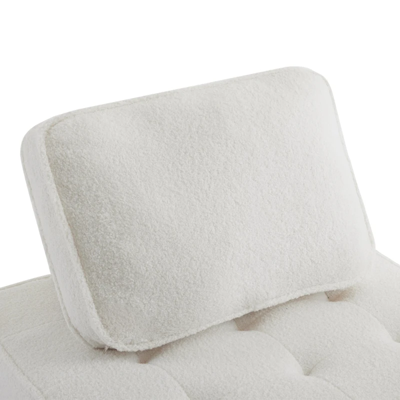 Divano Modulare per Soggiorno in Tessuto Teddy Vellutato, Combinazione Flessibile, Design Moderno, 76x73x76 cm - Poltrone Relax Moderne, Bianco