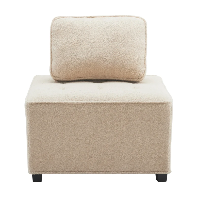 Divano Modulare per Soggiorno in Velluto Teddy, Componibile e Confortevole, Supporta fino a 150 kg, 76x73x76 cm - Poltrone Sofa Divani, Beige