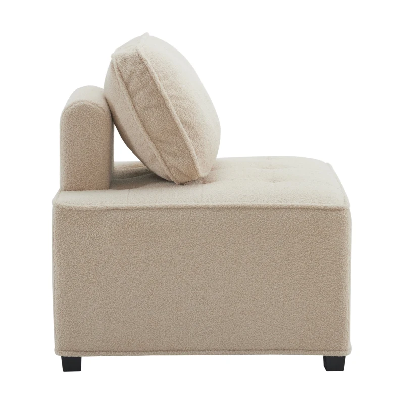 Divano Modulare per Soggiorno in Velluto Teddy, Componibile e Confortevole, Supporta fino a 150 kg, 76x73x76 cm - Poltrone Sofa Divani, Beige