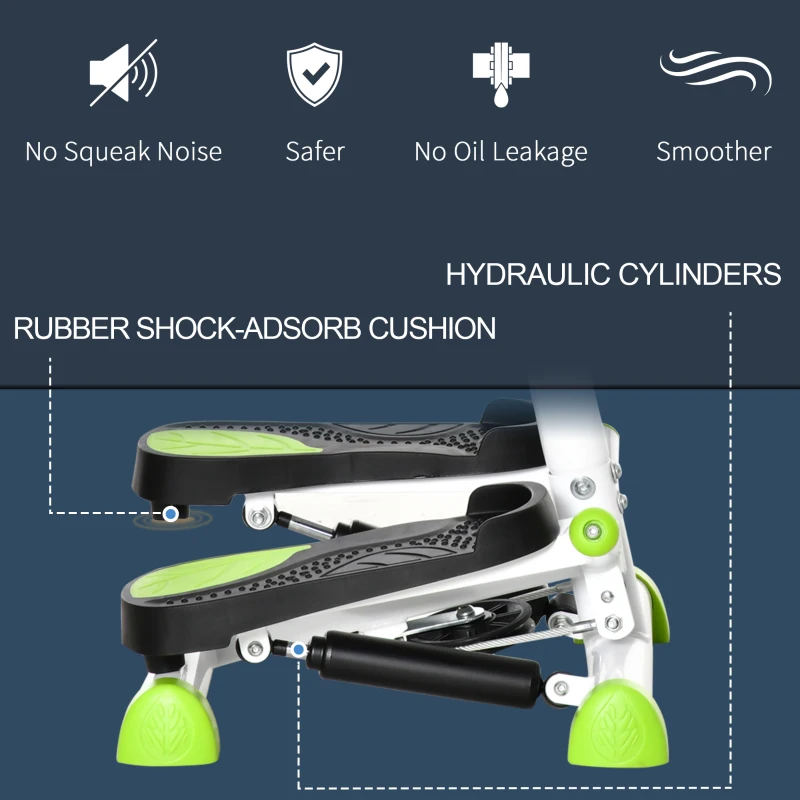 HOMCOM Stepper cu Mânere și Monitor LCD cu Pedale Antiderapante, 55x44x108 cm, Alb și Verde