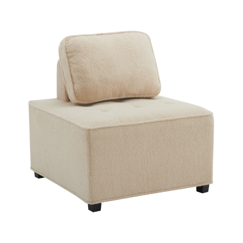 Divano Modulare per Soggiorno in Tessuto Teddy Vellutato, Combinazione Flessibile, Design Moderno, 76x73x76 cm - Poltrone Relax Moderne, Beige