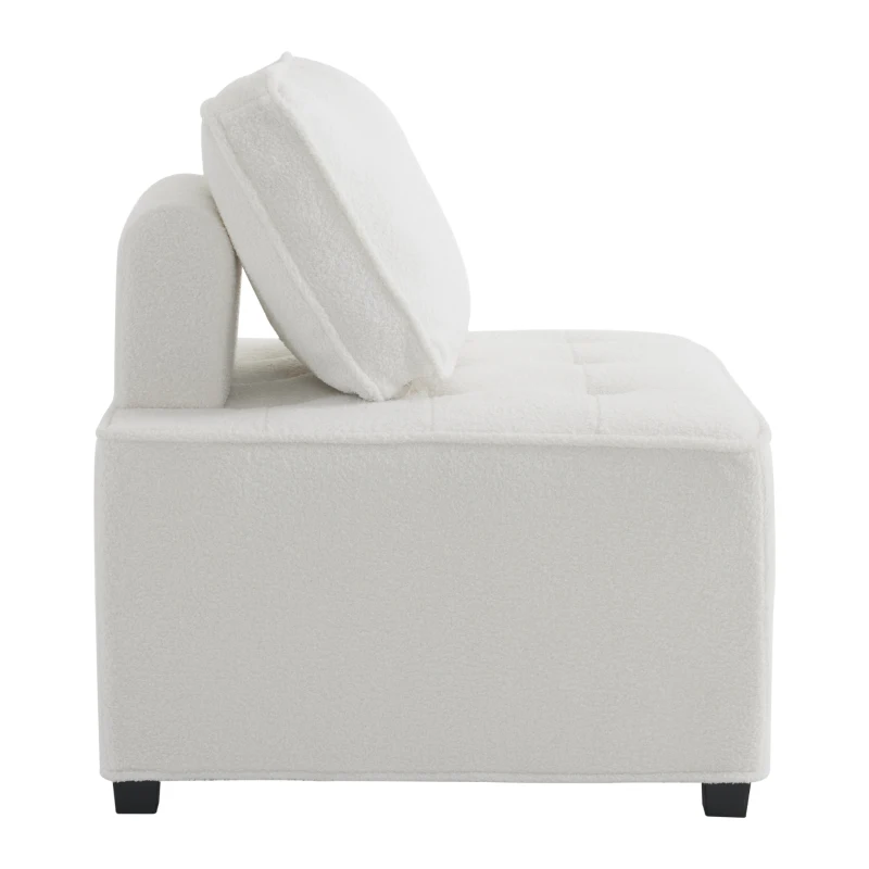 Divano Modulare per Soggiorno in Tessuto Teddy Vellutato, Combinazione Flessibile, Design Moderno, 76x73x76 cm - Poltrone Relax Moderne, Bianco