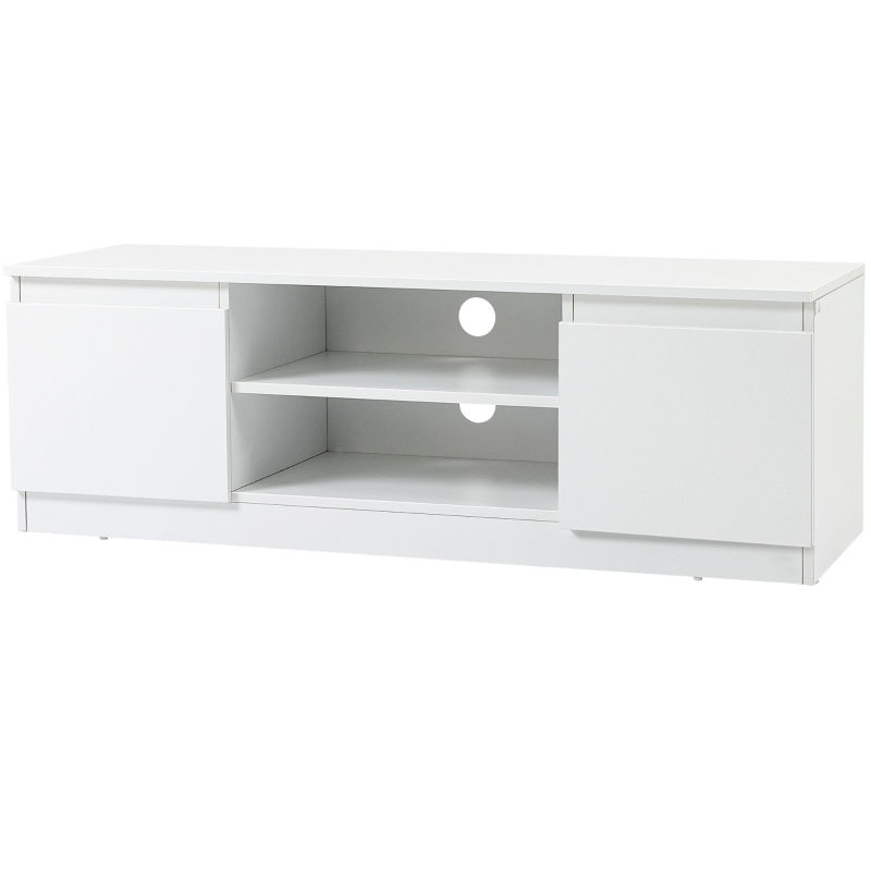 HOMCOM Mesa de TV de Sala com 2 Portas 2 Prateleiras Abertas Móvel para Televisores de 55 Polegadas 120x39,5x40 cm Branco