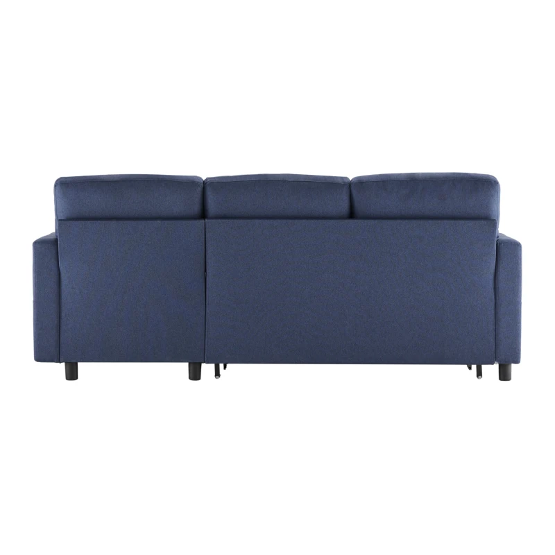 Canapé-lit multifonctionnel en forme de L avec chaise longue réversible, rangement caché et poches de rangement, design moderne, grand confort, Bleu