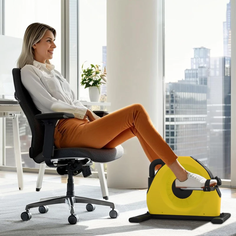 SPORTNOW Mini Exercise Bike, Portable Pedal Exerciser with LCD Display for Legs, Arms, Rehabilitation, Therapy, Yellow
