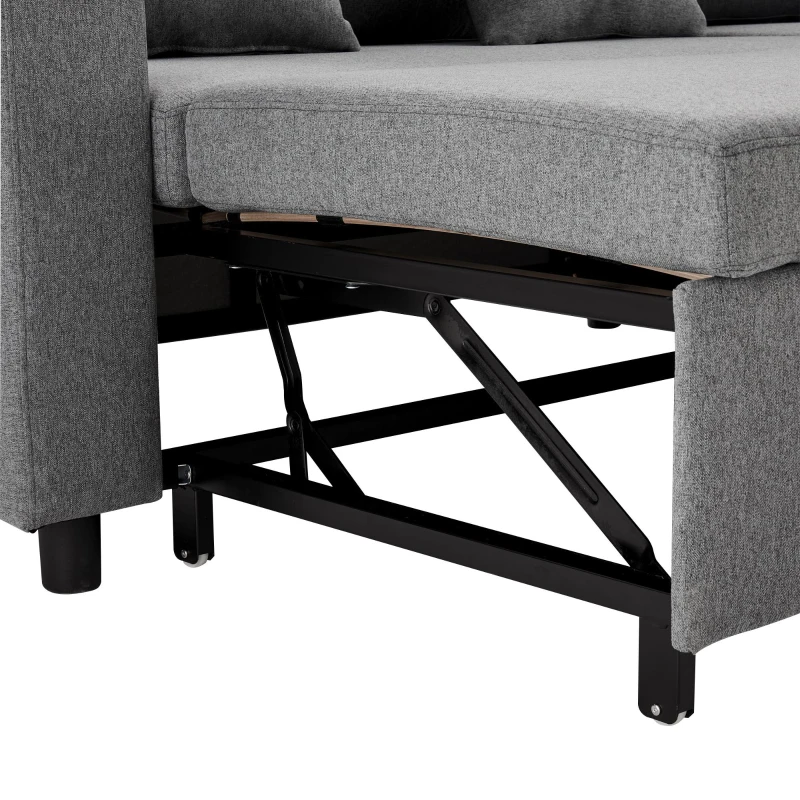 Divano Letto Multifunzionale Angolare con Chaise Longue Reversibile, Contenitore Nascosto e Tasche Portaoggetti, Design Moderno, Grigio Scuro