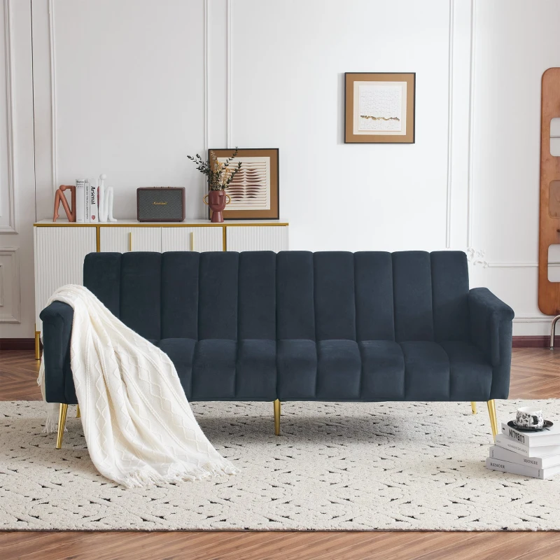 Divano Letto Trasformabile 3-in-1 con Schienale Regolabile in 3 Angolazioni (105°, 140°, 180°), Ideale per Soggiorno, Divano Letto 3 Posti, Nero