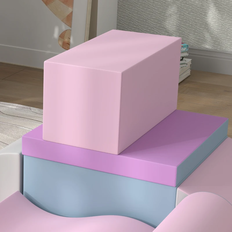 HOMCOM Schuimblokken voor kinderen, stimuleert creativiteit, kunstleer, 40x40x20 cm, Meerkleurig, 1-3 jaar(m-9)