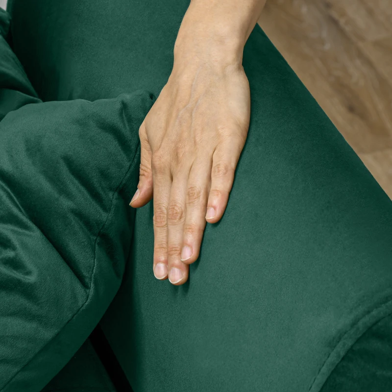 HOMCOM Canapea Extensibilă Clic Clac cu Spătar Reglabil și 2 Perne, din Material cu Efect Catifea, 215x83x87 cm, Verde