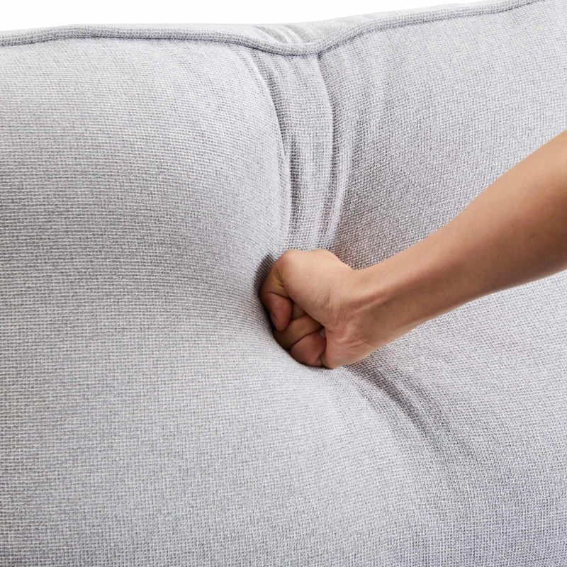 Canapé Moderne 4 Places en Tissu de Lin Déhoussable avec Poches sur les Accoudoirs et 4 Coussins Lombaires, Adapté pour Salon et Bureau, Gris