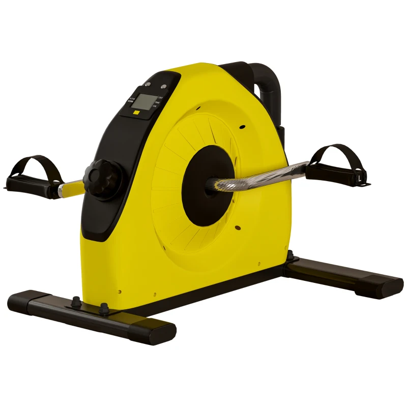 SPORTNOW Mini Exercise Bike, Portable Pedal Exerciser with LCD Display for Legs, Arms, Rehabilitation, Therapy, Yellow