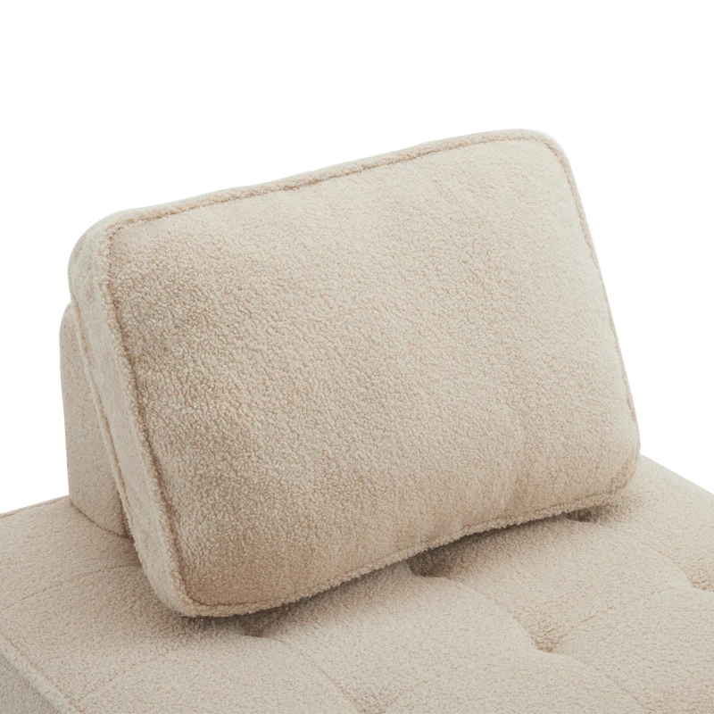 Divano Modulare per Soggiorno in Velluto Teddy, Componibile e Confortevole, Supporta fino a 150 kg, 76x73x76 cm - Poltrone Sofa Divani, Beige