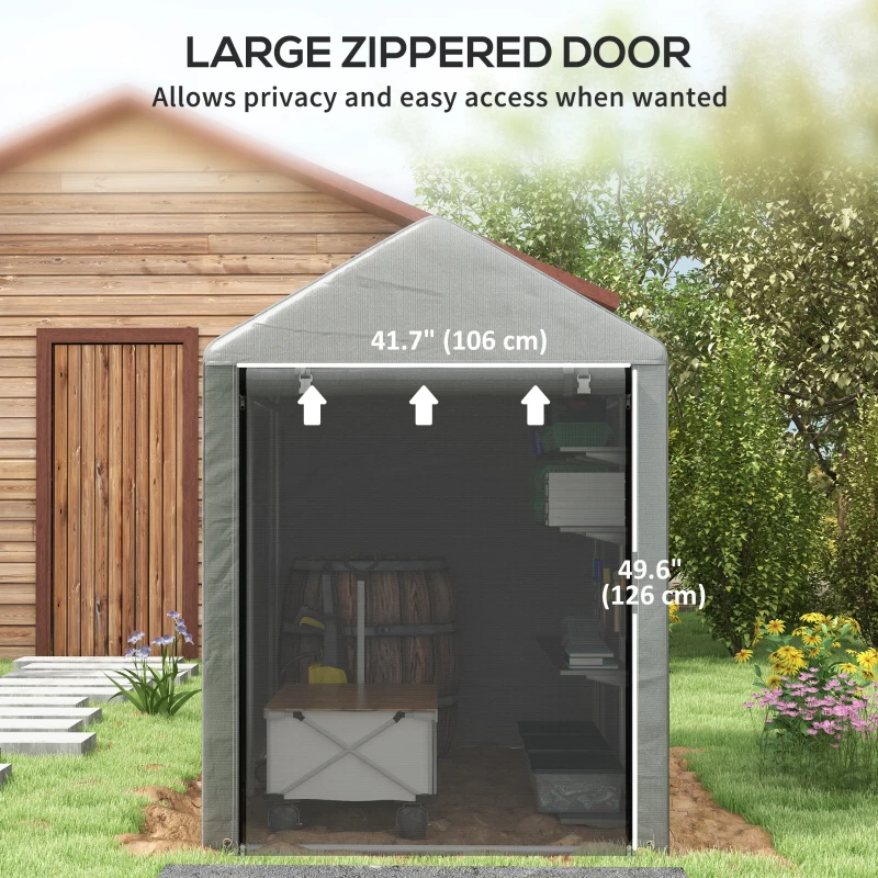 Outsunny Cort Garaj Moto 120×179×165 cm – Cu Fermoar, Protectie Exterior(m-6)