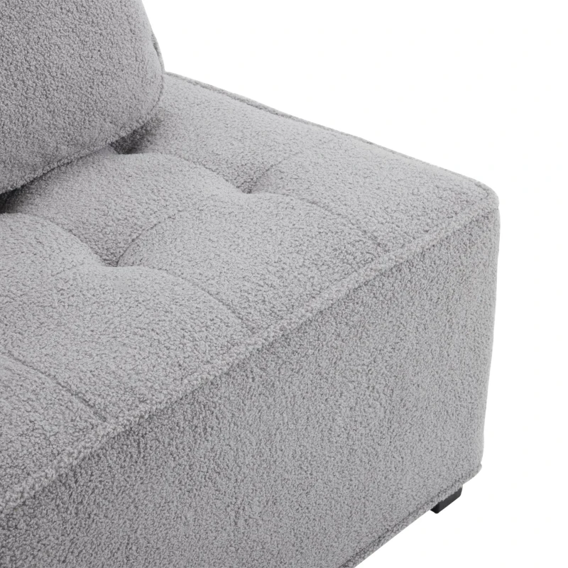 Divano Modulare per Soggiorno in Velluto Teddy, Design Moderno e Combinabile, Massimo Comfort e Seduta Ampia, Poltrone Sofa Divani, Grigio