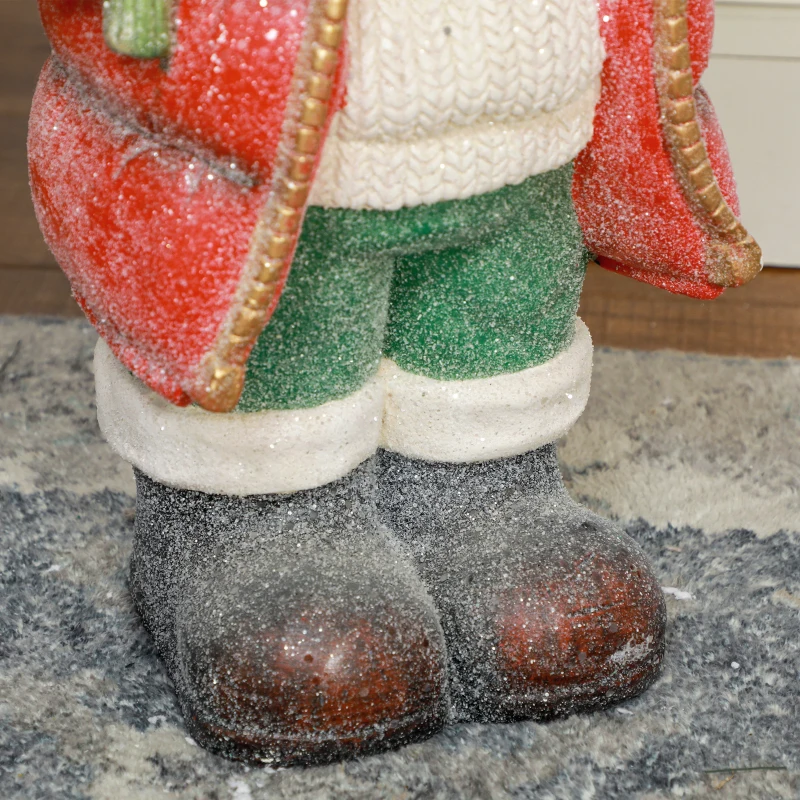 HOMCOM Kerstmanfiguur met Boom en Geschenk, 3 warmwitte LED's, batterijgevoed, 50 cm