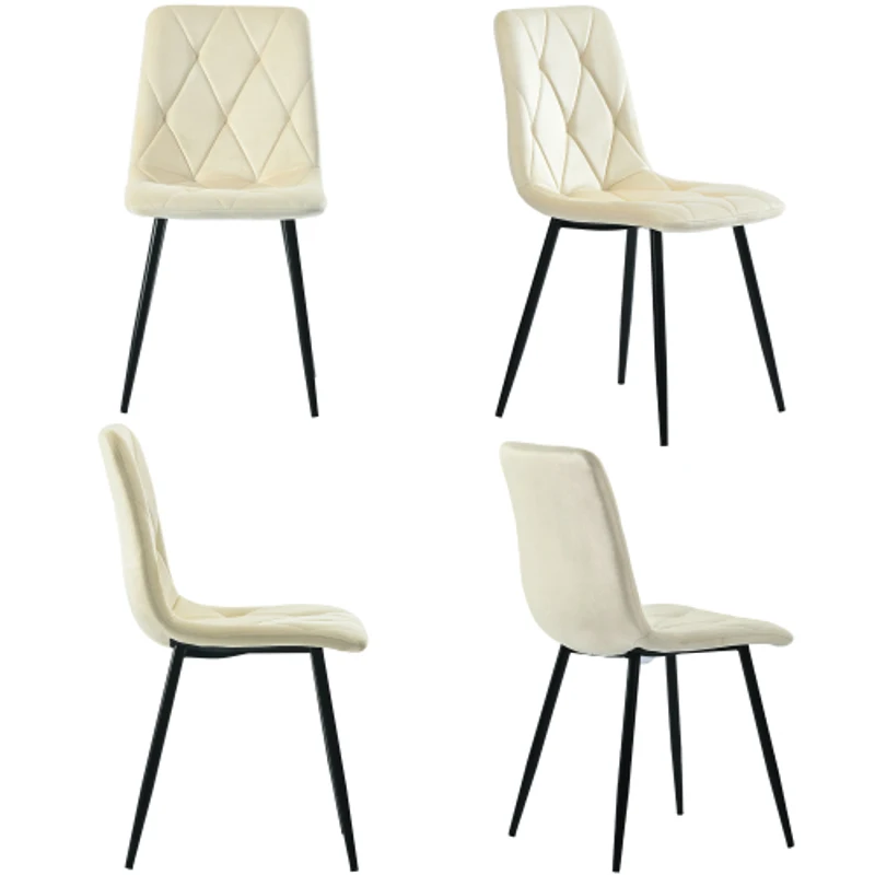 Ensemble de 4 rembourrés Chaises de salle à manger avec Dossier, structure en métal et design élégant, Beige