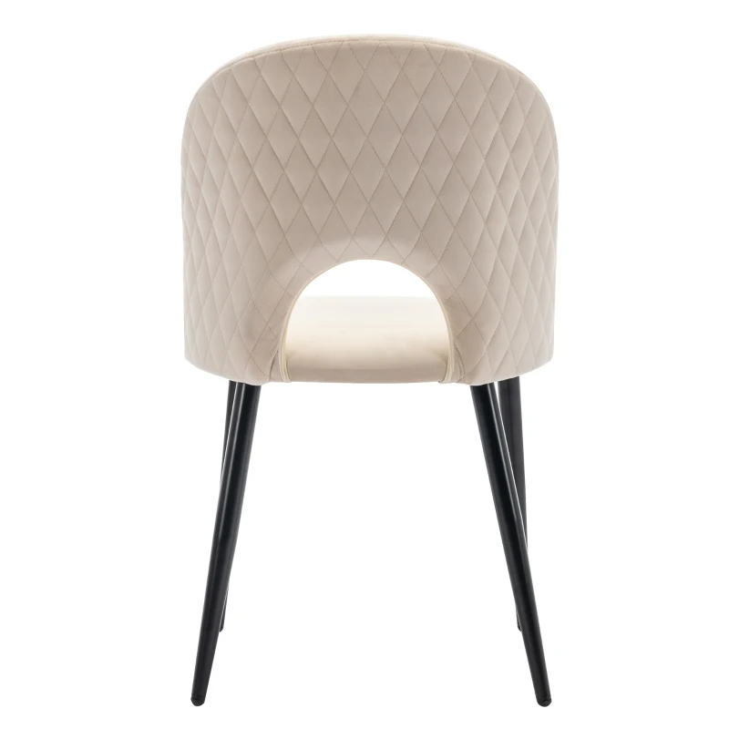 Ensemble de 2 rembourrés Chaises de salle à manger hors de velours avec diamanté Dossier et structure en métal, Beige