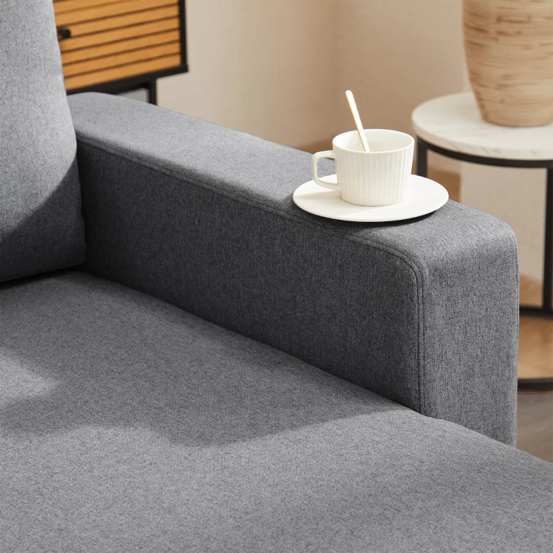 Canapé-Lit Multifonctionnel d'Angle avec Chaise Longue Réversible, Compartiment Caché et Poches de Rangement, Design Scandinave, Gris Foncé