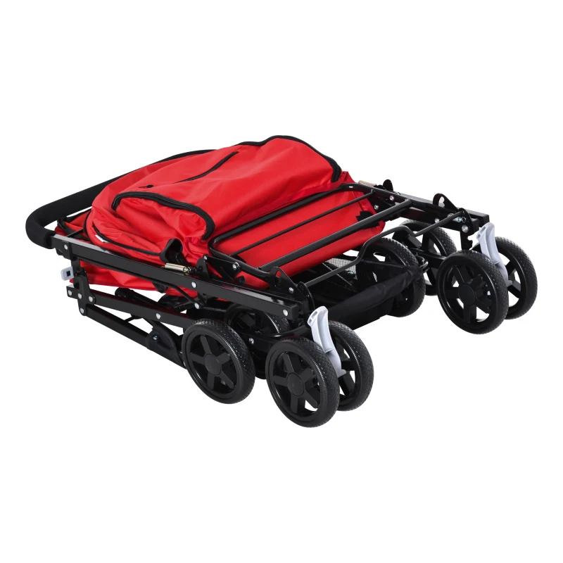 PawHut Hundebuggy Hundewagen bis 10kg klappbar verstellbares Vordach Oxford Rot 76,5 x 52 x 95 cm