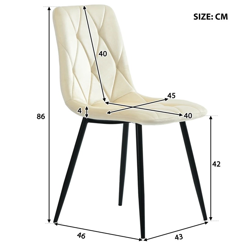 Ensemble de 4 rembourrés Chaises de salle à manger avec Dossier, structure en métal et design élégant, Beige