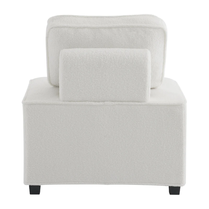 Divano Modulare per Soggiorno in Velluto Teddy, Componibile e Confortevole, Supporta fino a 150 kg, 76x73x76 cm - Poltrone Sofa Divani, Bianco