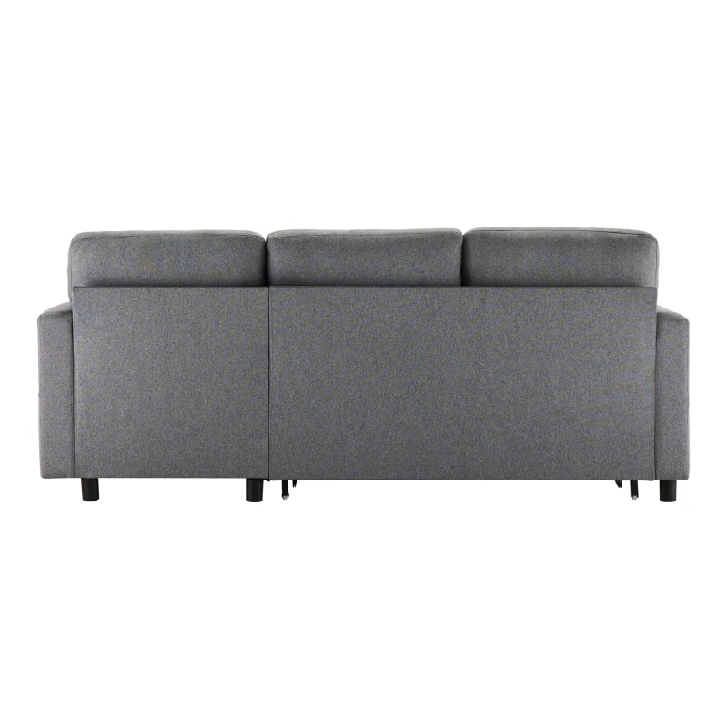 Canapé-Lit Convertible 3 Places avec Chaise Longue Réversible, Rangement Caché et Poches de Rangement, Design Scandinave Moderne, Gris