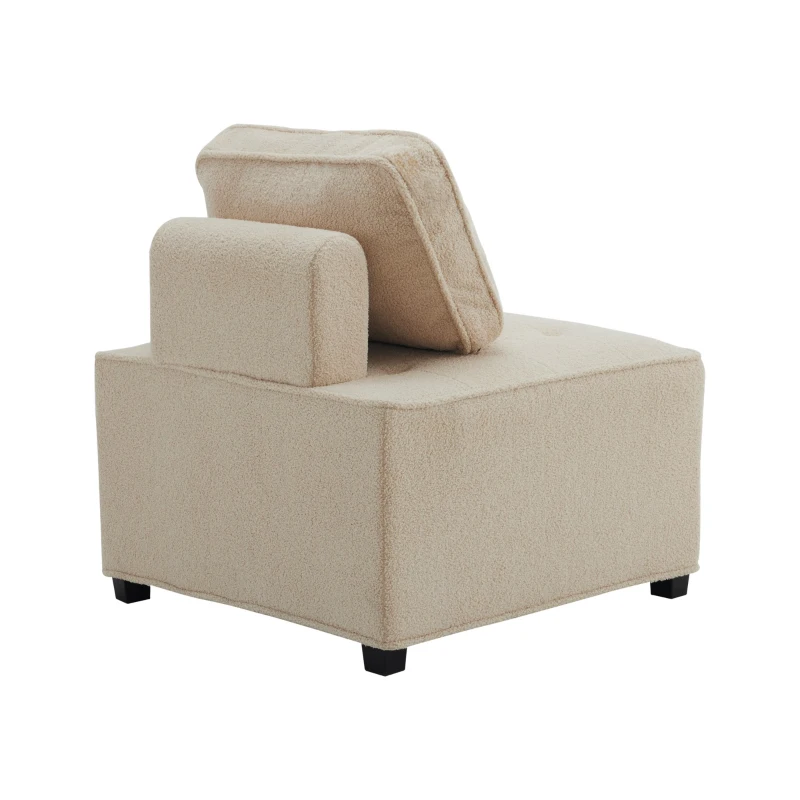 Divano Modulare per Soggiorno in Velluto Teddy, Componibile e Confortevole, Supporta fino a 150 kg, 76x73x76 cm - Poltrone Sofa Divani, Beige