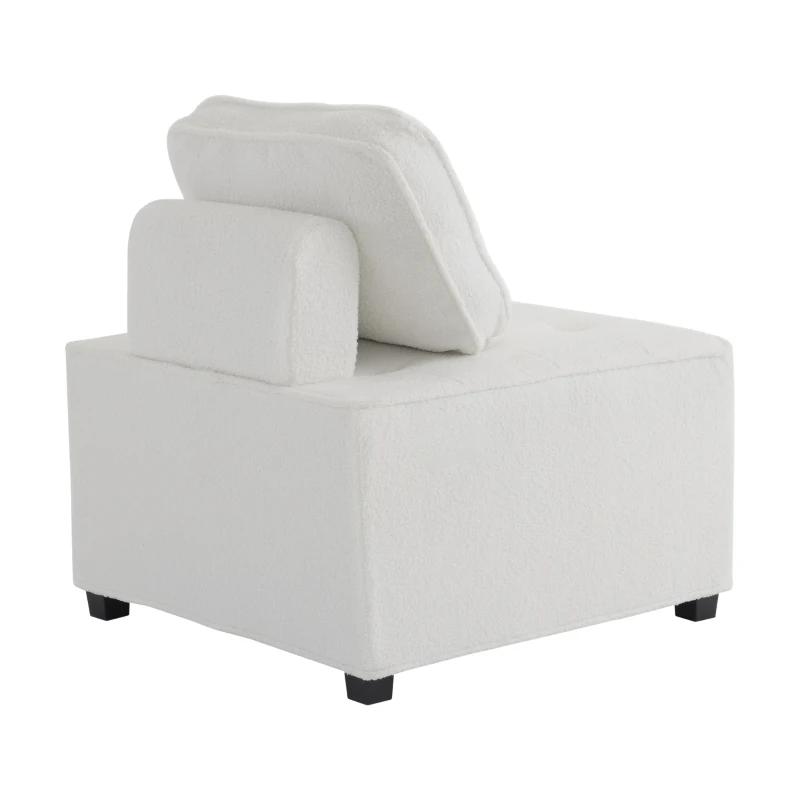 Divano Modulare per Soggiorno in Velluto Teddy, Componibile e Confortevole, Supporta fino a 150 kg, 76x73x76 cm - Poltrone Sofa Divani, Bianco