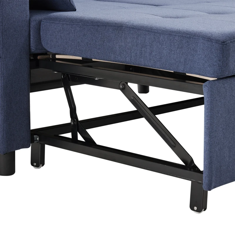 Canapé-lit multifonctionnel en forme de L avec chaise longue réversible, rangement caché et poches de rangement, design moderne, grand confort, Bleu