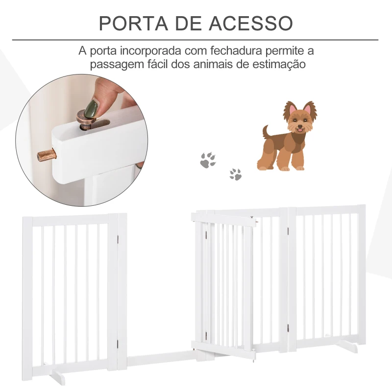 PawHut Barreira de Segurança para Cães Dobrável de 4 Painéis Barreira de Segurança para Escada Corredor 220x36x91 cm Branco