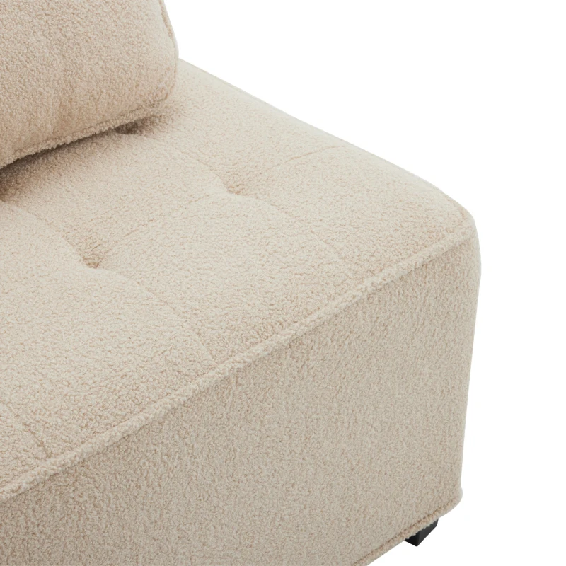 Divano Modulare per Soggiorno in Velluto Teddy, Componibile e Confortevole, Supporta fino a 150 kg, 76x73x76 cm - Poltrone Sofa Divani, Beige