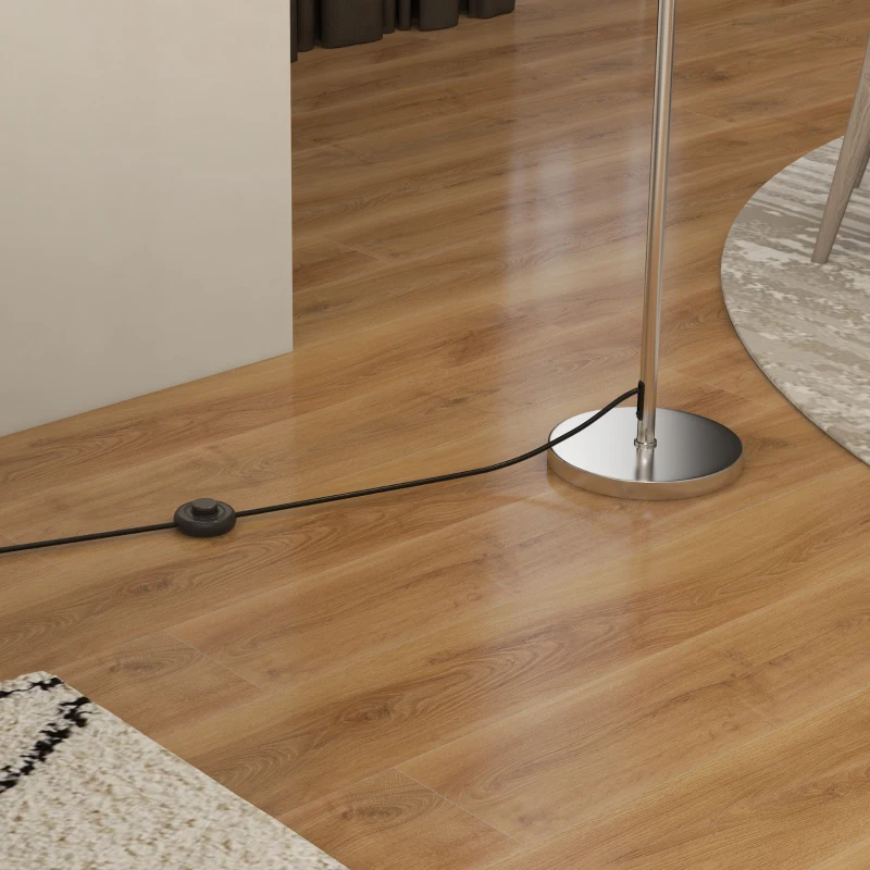 HOMCOM Lampă de Podea cu Abajur Dublu Strat pentru Living, Sufragerie, Dormitor, din Metal și Acrilic, Ø35x150 cm, Alb
