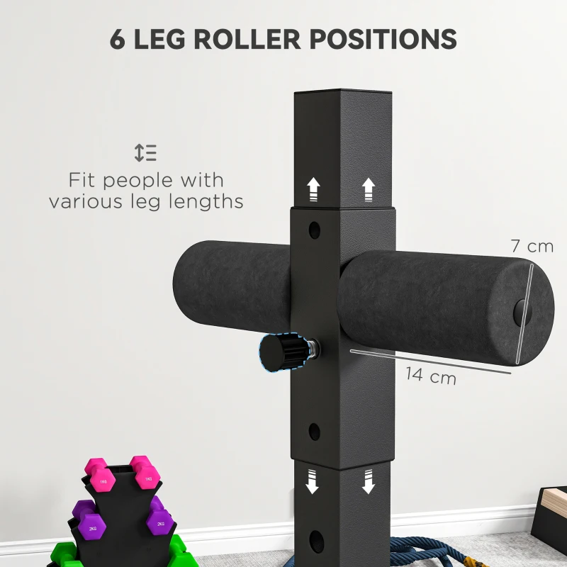 SPORTNOW Bancă Romană Reglabilă pe 6 Poziții cu Mânere Laterale, Bancă pentru Abdomen, 110x70x95 cm, Negru