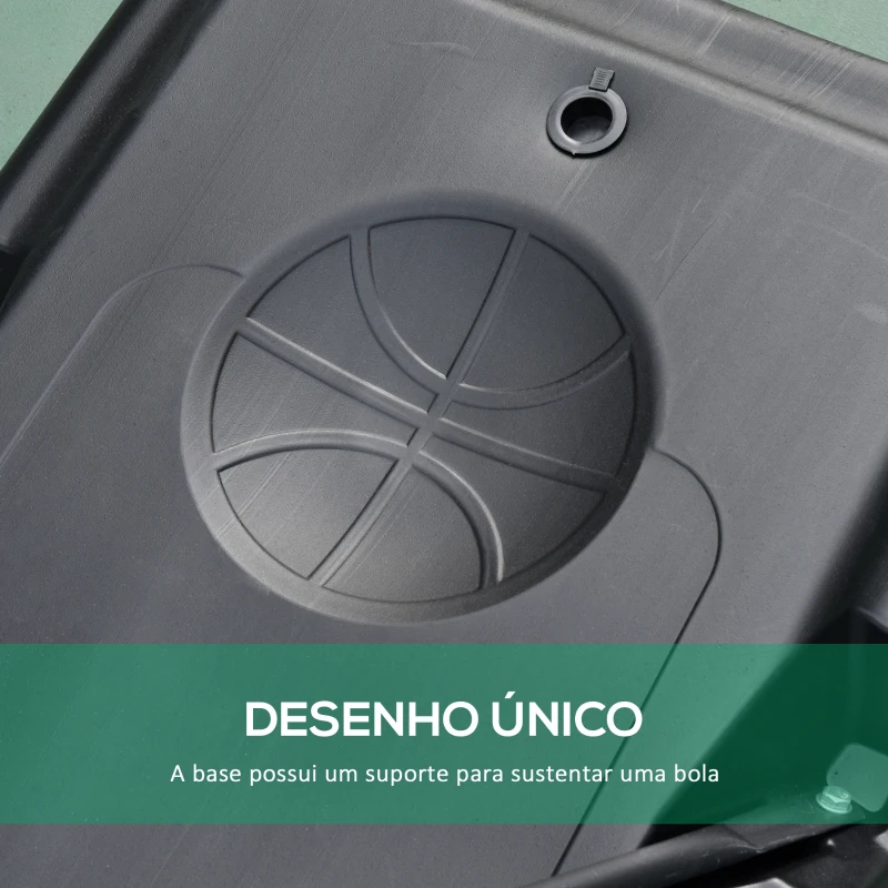 HOMCOM Cesta de Basquetebol com Altura Ajustável 220-365 cm Aro de Basquetebol com Suporte Rodas Base Recarregável Preto