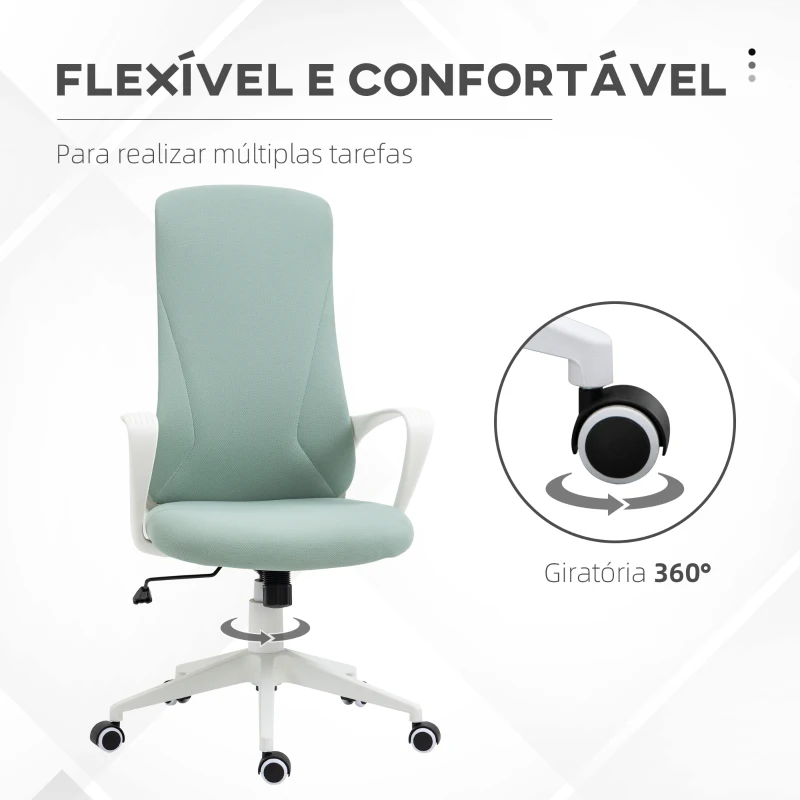 Vinsetto Cadeira de Escritório Ergonómica com Altura Ajustável Função de Inclinação e Encosto Alto 62x56x110-119,5 cm Verde