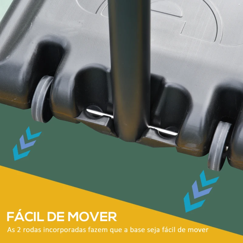 HOMCOM Cesta de Basquetebol com Altura Ajustável 220-365 cm Aro de Basquetebol com Suporte Rodas Base Recarregável Preto