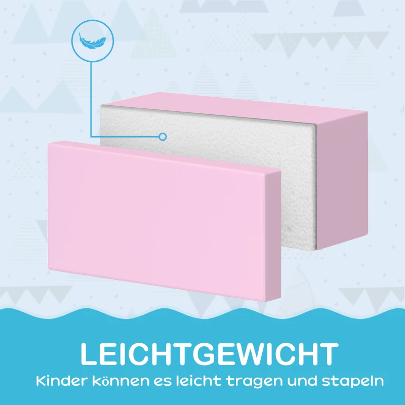HOMCOM Schuimblokken voor kinderen, stimuleert creativiteit, kunstleer, 40x40x20 cm, Meerkleurig, 1-3 jaar(m-6)