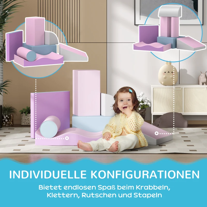 HOMCOM Schuimblokken voor kinderen, stimuleert creativiteit, kunstleer, 40x40x20 cm, Meerkleurig, 1-3 jaar(m-5)