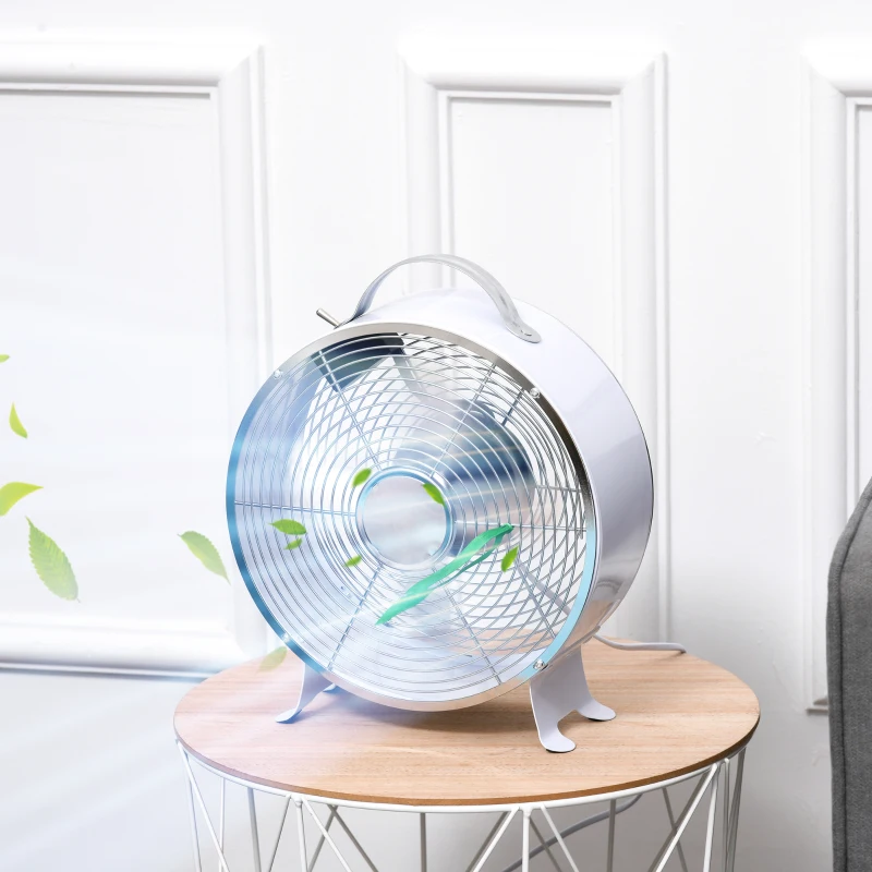 HOMCOM 10" 2-Speed Electric Table Desk Fan w/ Safety Guard Anti-Slip Feet Portable Personal Cooling Fan Home Office Bedroom White