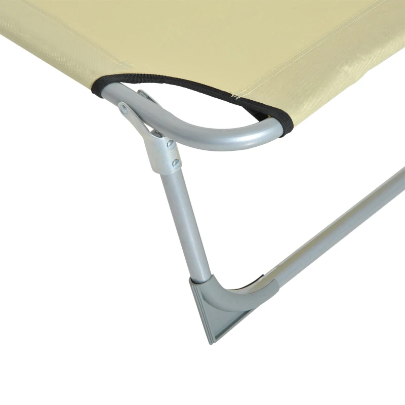 Outsunny Espreguiçadeira Dobrável e Reclinável em 4 Posições com Estrutura Metálica e Tecido Oxford para Exterior 187x58x28 cm Bege